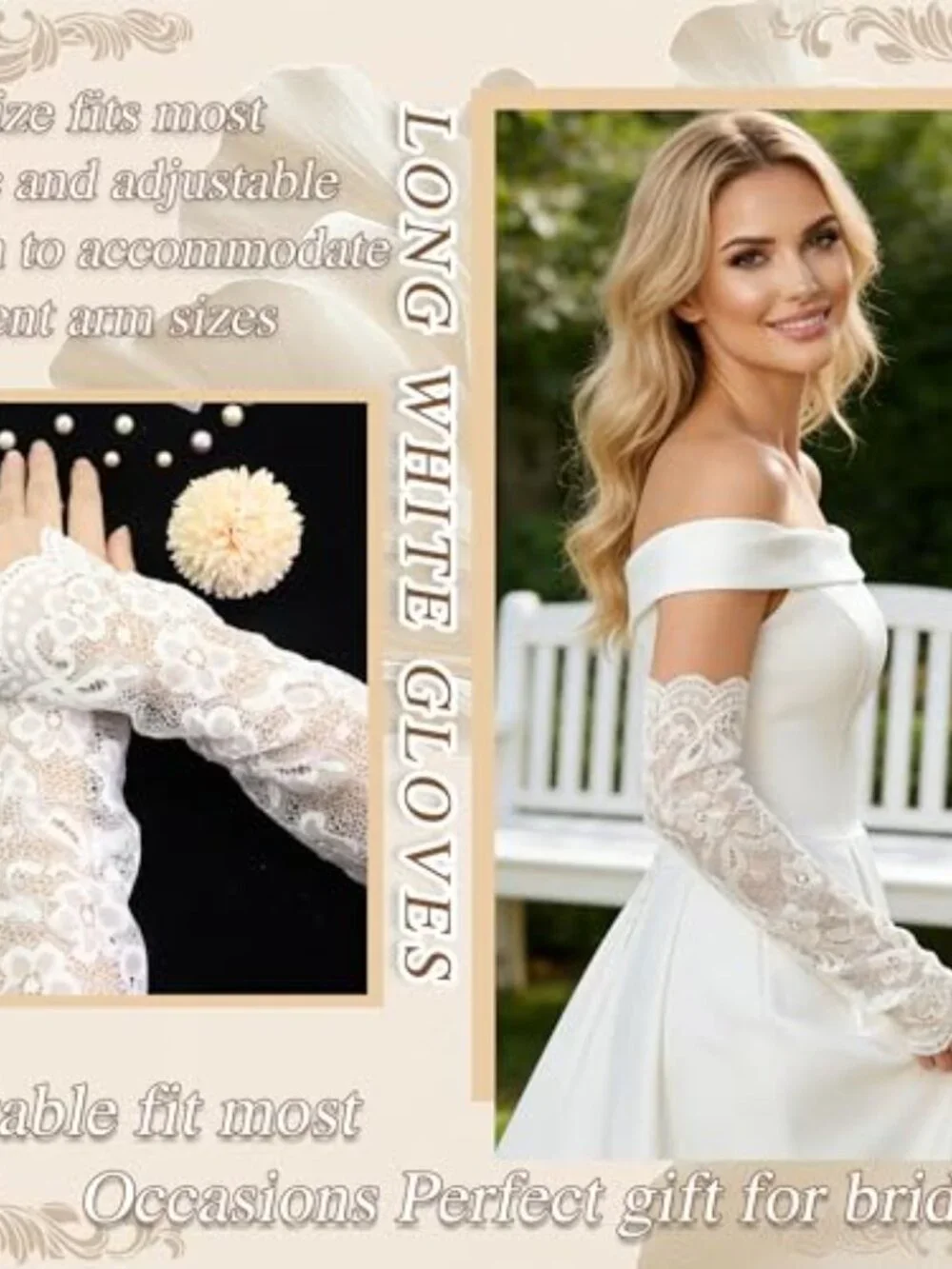 Elegant Lace Fingerless Bridal Gloves Women's Long Arm Sleeves Floral